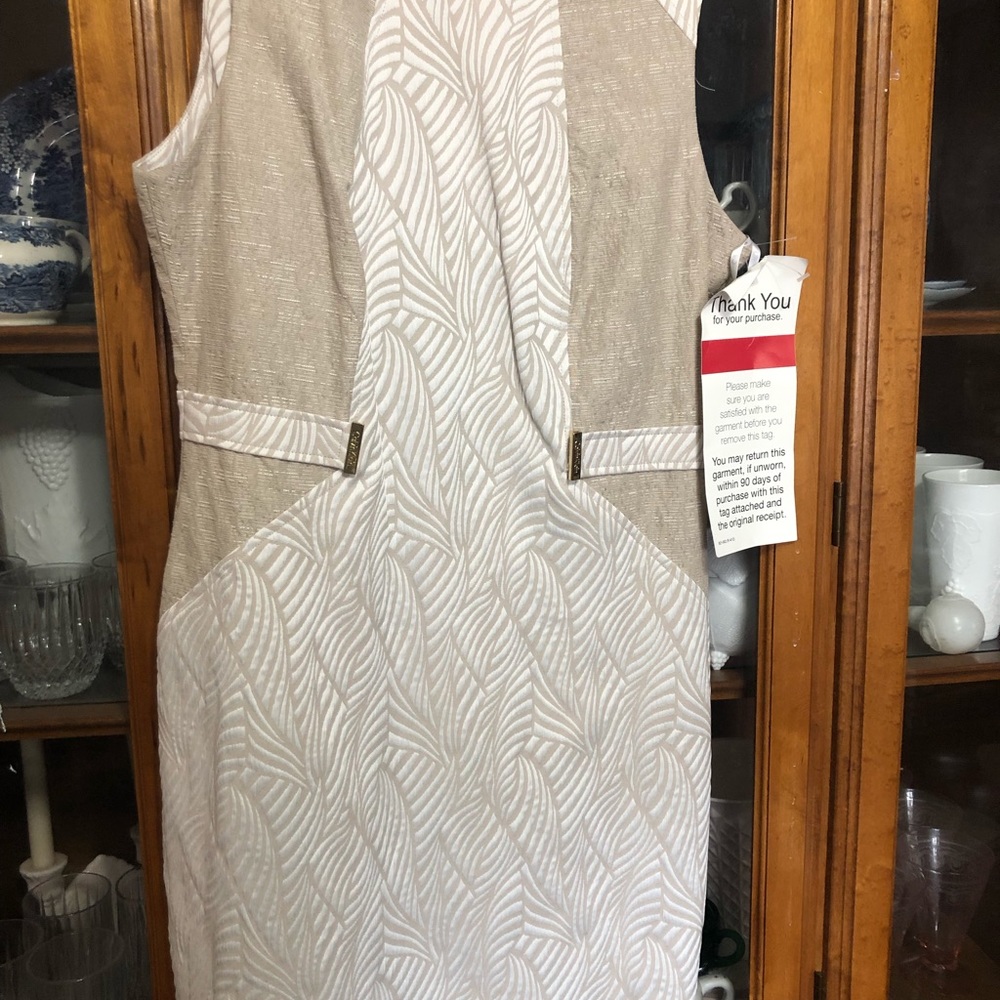 Calvin Klein Beige and White Maxi Dress